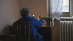 WW2 spirit as elderly lady makes masks for her town Instructional Video