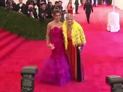 Lisa Robertson, Lori Goldstein at "Schiaparelli And Prada: Impossible Conversations" Costume Institute Gala Stock Footage