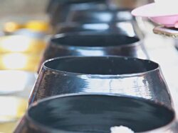 HD:Rituals of the locals.rice in bowl.Buddhist merit Stock Footage