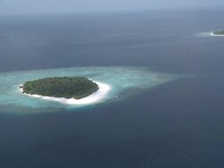 Aerial of island, Baa Atoll, The Maldives Stock Footage