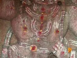 CU, ZO, Carving of Hanuman in Hindu Temple, Hampi, Karnataka, India Stock Footage