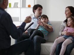 Marriage Therapy. Couple Talking to Counselor Stock Footage