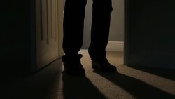 Walking into a room at night, shadows. Stock Footage