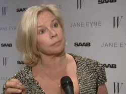 INTERVIEW: Alison Owen on why Cary, a young American man, was chosen to direct. at the 'Jane Eyre' New York Premiere - Arrivals Stock Footage