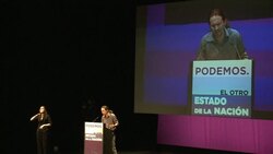 CLEAN : Podemos leader challenges Spanish PM to TV debate News Clip