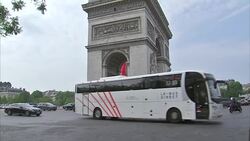 French flag Flying From The Arc de Triomphe News Clip
