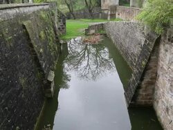 Rothenburg ob der Tauber, water resevior near the Klingen (Klingentor) gate Stock Footage