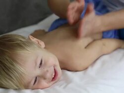 little boy with a massage Stock Footage