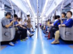 Crowd with public transportation Stock Footage