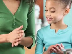 CU TD Mother and Daughter Baking Chocolate Chip Cookies in Kitchen / Richmond, Virginia, USA Stock Footage