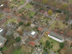 WS AERIAL View of Old Salem at Winston Salem / North Carolina, United States Stock Footage