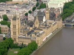 Houses of Parliament & BBC HQ Aerials News Clip