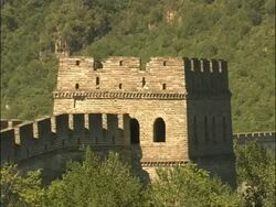 Watch tower on Great Wall of China, Mutianyu, China Stock Footage