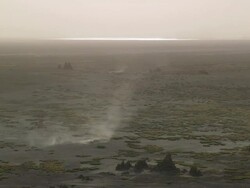 WS View storm crossing desert / Djibouti Stock Footage