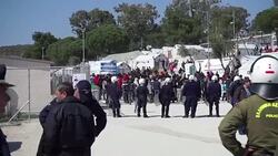 CLEAN : Migrants awaiting repatriation protest at Lesbos migrant camp News Clip