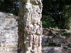 CU Shot of Sculpture / Copan, Honduras Stock Footage