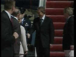 British PM arrives in US for talks with Bush on Iraq News Clip