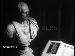 1936: ROMAN EMPIRE: CAESAR BUST: MS Bust of Julius Caesar & Latin book. CU Book 'The Gallic War.' Instructional Video