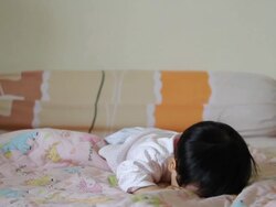 HD : Baby Girl Learning to Crawl Stock Footage