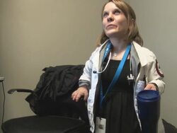 Juli Windsor talks about becoming a nurse Stock Footage