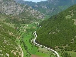 WS AERIAL View of wasteland and flight / Kalavryt, Peloponnese, Greece Stock Footage