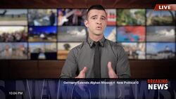 News presenter in studio-breaking news Stock Footage