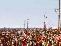 WS View of pilgrims in Kumbh Mela / Allahabad, Uttar Pradesh, India Stock Footage