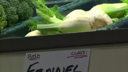 Fruit and vegetables for sale in a small, independent grocers shop News Clip
