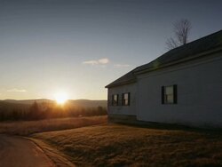 MS View of Sunset and house / Greensboro, Vermont, United States Stock Footage