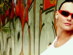 Fashion model on graffiti wall Stock Footage