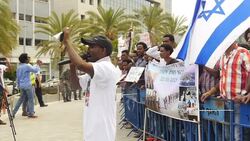 Eritrean Refugees in Israel protest in Tel Aviv. News Clip