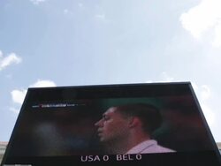 Soccer Fans Gather To Watch US Team's Knockout Stage Match Against Belgium Stock Footage