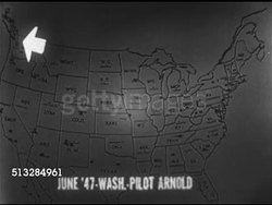 1952: UFO SIGHTINGS MAP: United States map w/ pins, UNEXPLAINED: Highlighting areas, 1947 Washington state pilot sees nine saucers, 1948 over Fort Knox fighter pilots chase cone, wreckage of one fighter found scattered on farm. Instructional Video