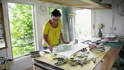 Woman drawing Stock Footage