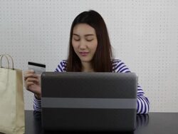 Woman shopping online Stock Footage
