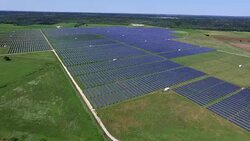 Large Renewable Solar Power Plant with entire Solar Farm in view Stock Footage