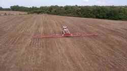 Crop Sprayer, Aerial View Stock Footage