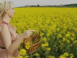 HD SLOW MOTION: Woman Gathering Canola Stock Footage