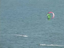 WS, HA, Brazil, Rio de Janeiro, Kite surfers in sea Stock Footage