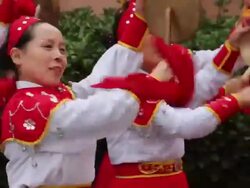 LS CU PAN People performing gongs with costumes/xian,shaanxi,China Stock Footage