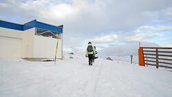 Man with snowboard. Stock Footage