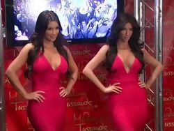 Kim Kardashian and Kim's wax figure Stock Footage