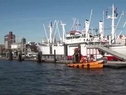 WS POV Ship standing at shipyard / Hamburg, Hamburg, Germany Stock Footage