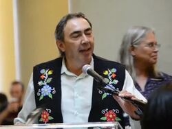 Gary Lipinsky partakes in the Toronto Pan Am Games 2015 Fire Welcome Ceremony Stock Footage