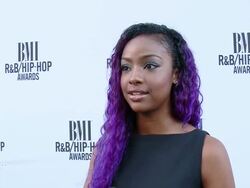 INTERVIEW - Justine Skye on what it means to be a BMI member, on the first record that made her want to write, on the most rewarding part of songwriting, on who inspires her musically, and on her favorite Ludacris song at the 2014 BMI R&B/Hip-Hop Awards Stock Footage