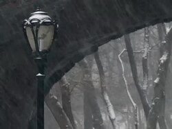 MS View of Bridge and lamp in Central Park during snow / New York City, New York, USA Stock Footage