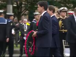 Nick Clegg & Ed Miliband Laying Wreaths News Clip