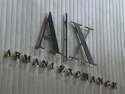 CU, Armani Exchange sign, Fifth Avenue, New York City, New York, USA Stock Footage