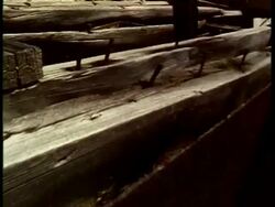 CU track over different pieces of wood with nails, USA Stock Footage