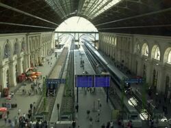 Interior Day,Time Lapse-main train station in Budapest with people walking around Stock Footage